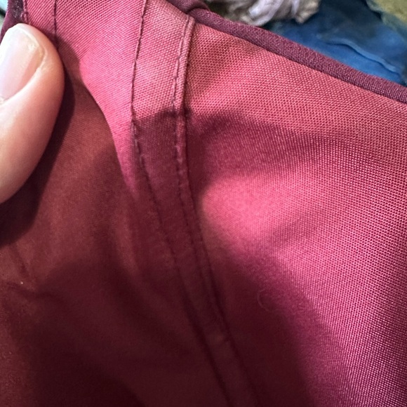 VNAIX Burgundy Full Length Bridesmaid Ruffle Dress Thin Straps and Corset Back - Picture 7 of 10